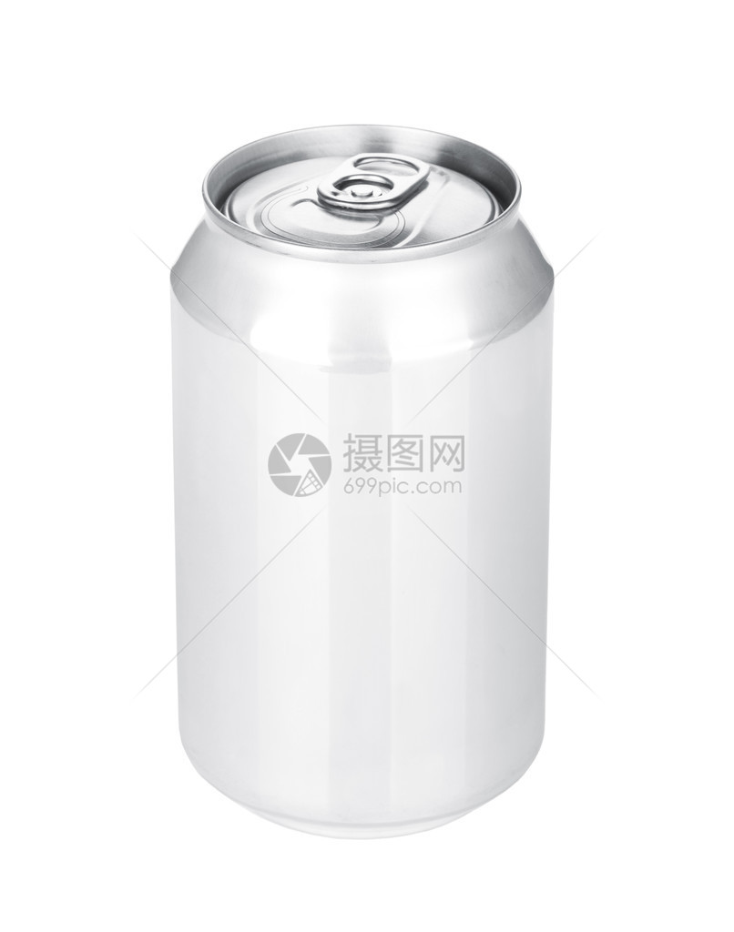铝啤酒或汽水罐在白色背景上孤立图片