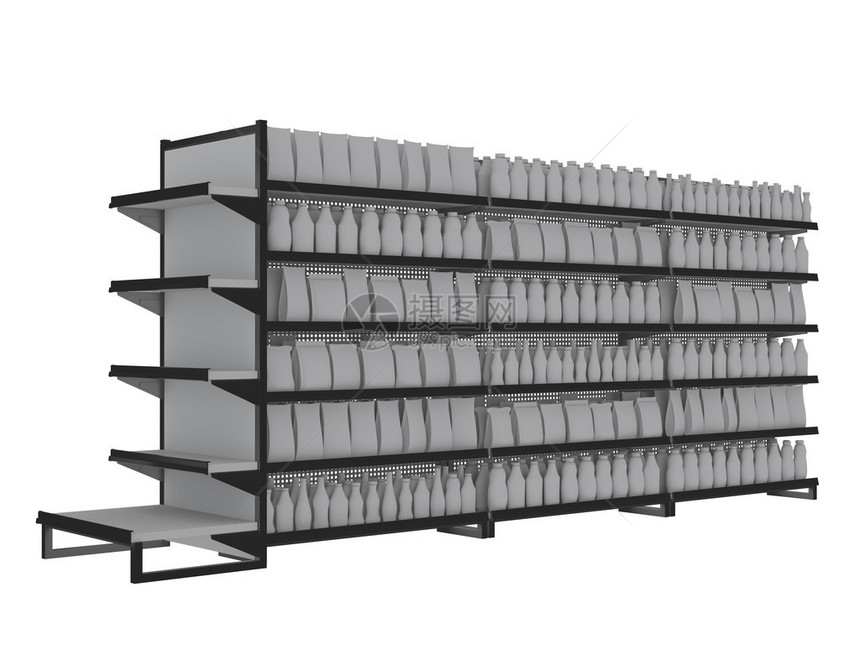 白色空白产品的货架集图片