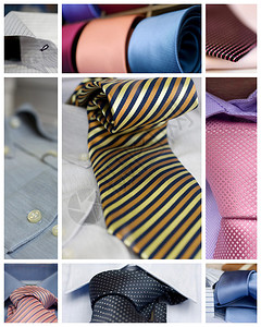 各种领带和衬衫的拼贴画背景图片