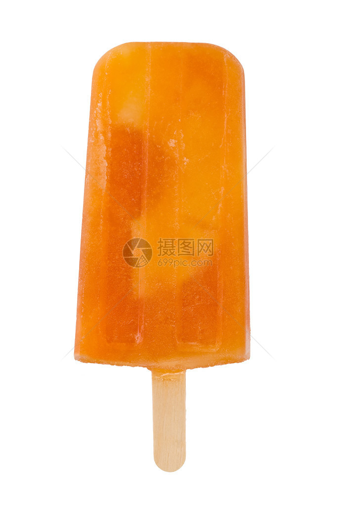 用木瓜果汁和菠萝制成的自制冰棒在白图片