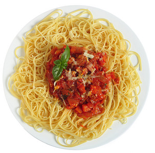 意大利面配番茄和蔬菜酱图片