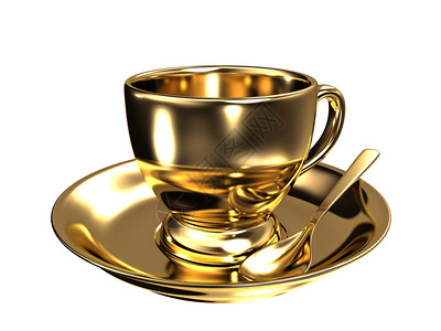 白色背景上的金茶杯高品图片