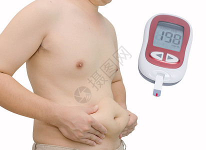 超重和血糖仪血糖水平高的人图片