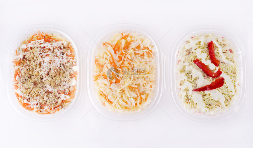 塑料包装沙拉概念快餐图片
