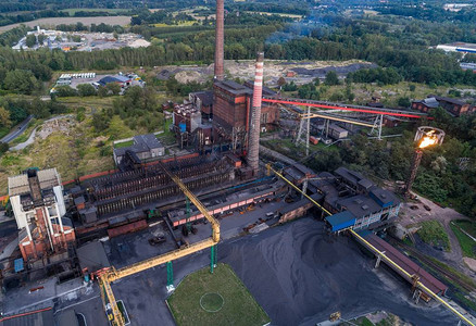 波兰西里亚Zabrze工业区老旧做背景图片