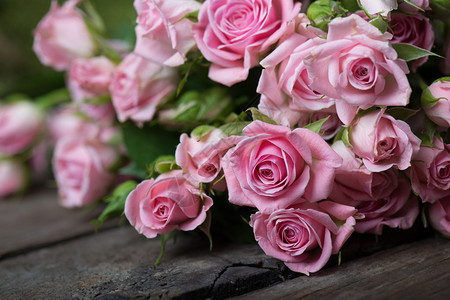 新鲜的粉红玫瑰花束图片