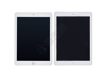 两张白色数字平板电脑白屏幕是空白的背景图片