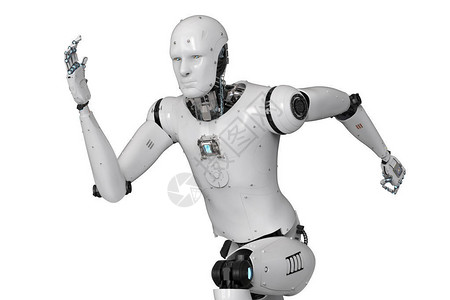 3d使人类机器人在白背景图片