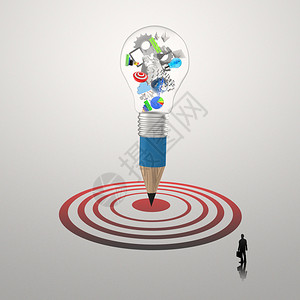 将创意设计业务作为铅笔灯泡3d作为商业设计概念图片