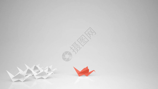 折纸红鹤领导群鹤领导激励理念与复制空图片