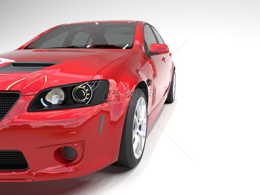 体育车前视景白色背景的红色运动车形图片