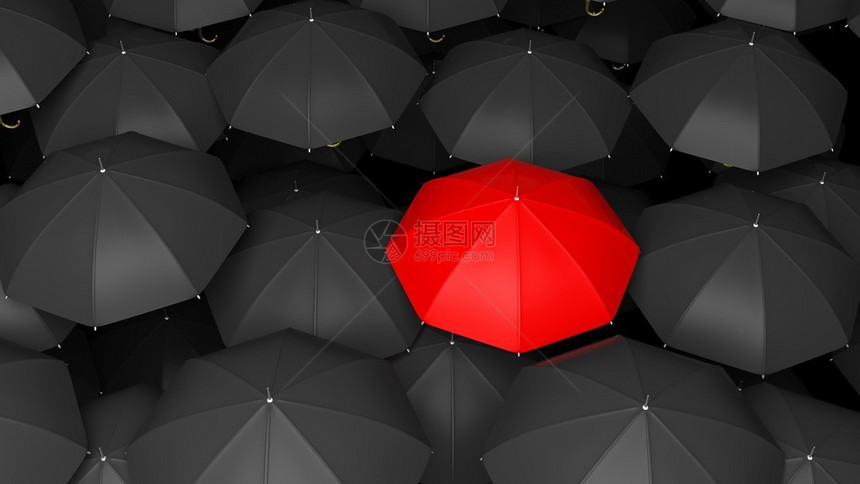 经典大黑雨伞顶部的3D投影图片