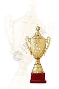 红色底座上的金色奖杯背景图片