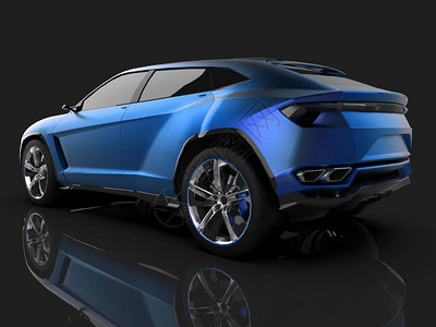 最新的运动型全轮驱动蓝色高级跨界车设计图片
