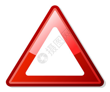 奥斯特赛有复制空间的红色警告三角形孤立在设计图片