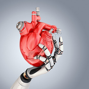 机器人手中的机械心脏图片