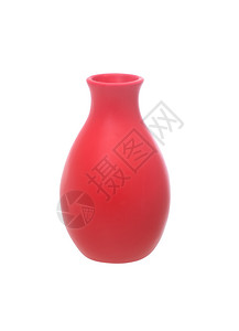 白色背景上漂亮的红色陶瓷花瓶与背景图片