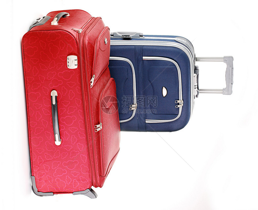 大型旅行李箱被白色和图片