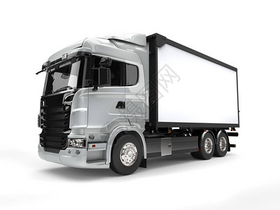 银色现代重型运输卡车图片