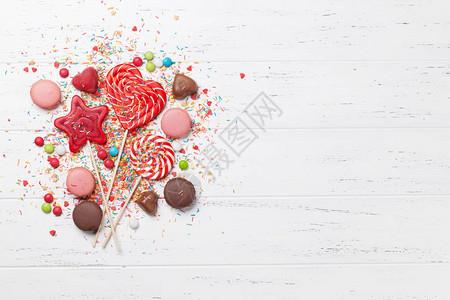 彩色糖果棒糖马卡龙糖果带有文字空图片