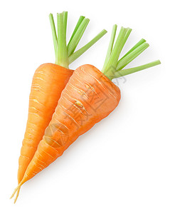 两个胡萝卜上白色孤立背景图片