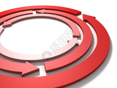 白色背景上的圆形循环红色箭头团队工作理念图片