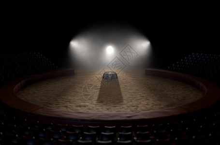 出风头一个经典马戏场的A3D变形和一个空环技师讲台在黑暗的情调背景上由戏设计图片