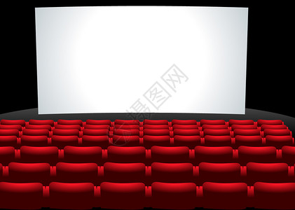 电影木椅和舞台红色天鹅绒幕帘图片