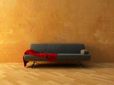沙发上的红布背景图片