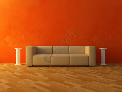 室内红墙上的舒适沙发图片