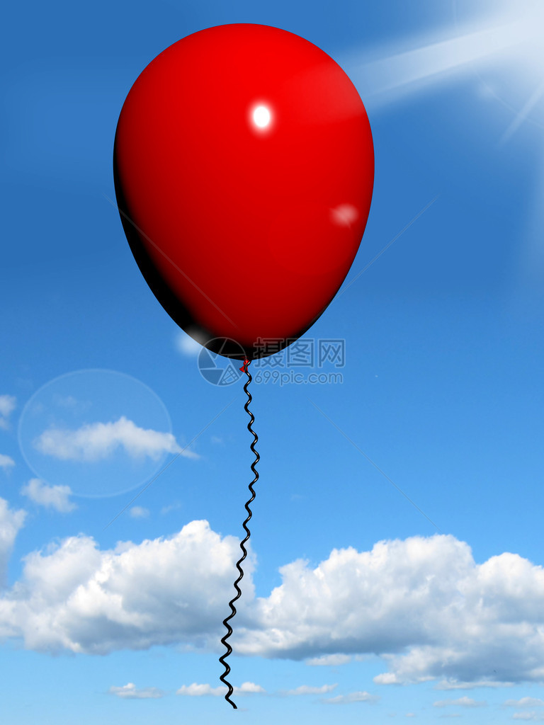 天空中的红色气球显示庆祝或聚会图片