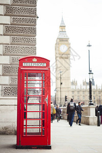 伦敦市红电话小屋背景为B图片