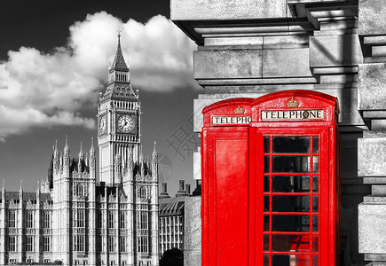 伦敦与BIGBEN和红色电话高清图片