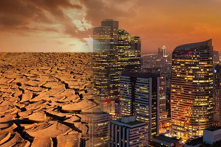 现代城市为全球暖化与污染主题概念寻找一幅破图片