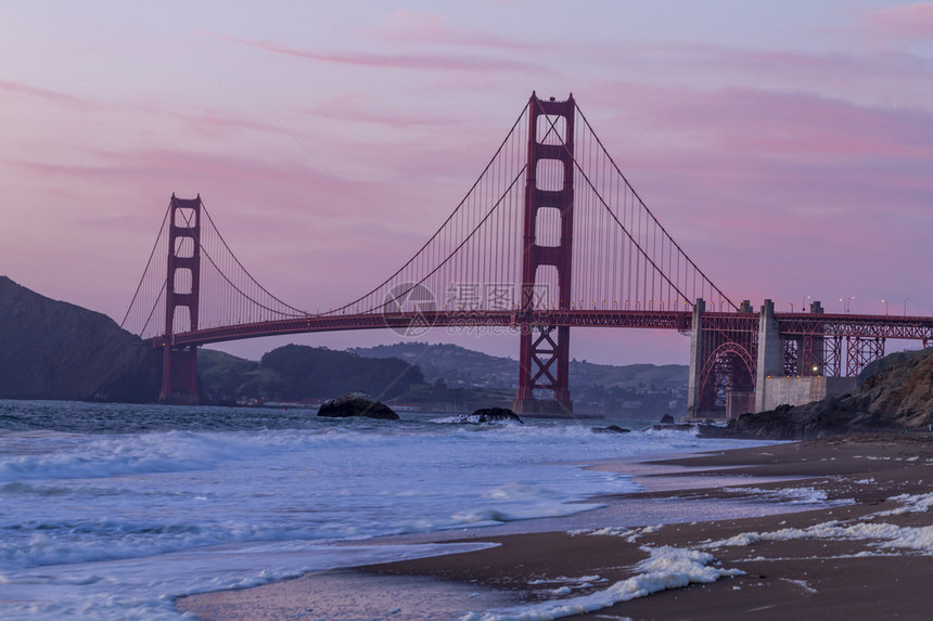 金门桥旧金山加州金门桥日落时从图片