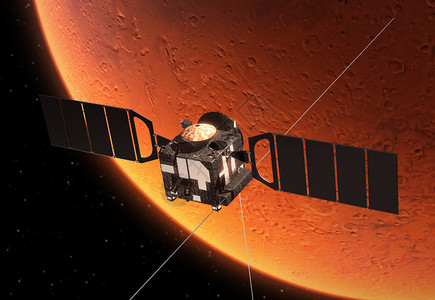 欧空局行星际空间站环绕火星行的轨背景