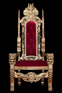 红王座椅被隔离在黑色背景上国王的位置宝座背景图片