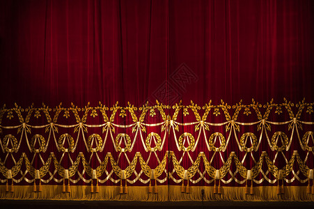 美丽的室内戏院舞台窗帘背景图片