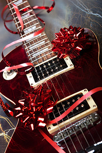 吉他作为圣诞节或生日图片
