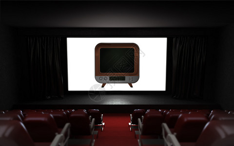 带屏幕插图上的频道广告的空电影放映会礼堂图片