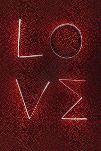 爱字由深红色表面上的纸条制成背景图片