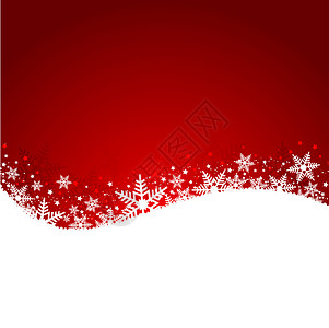 雪花和星的红色圣诞背景图片