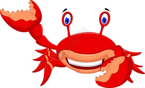 可爱的螃蟹卡通微笑的插图图片