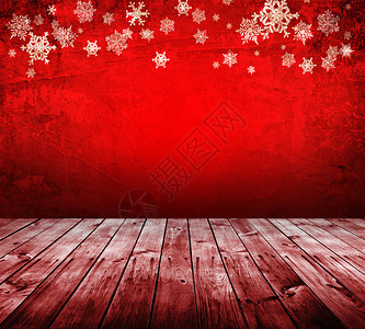 与雪花的红色圣诞节背景图片