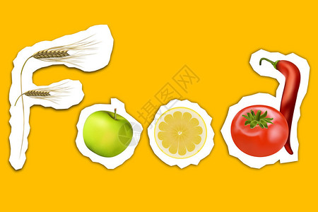 带有水果的食物文字插图图片