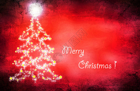 红色圣诞背景与新年抽象树图片