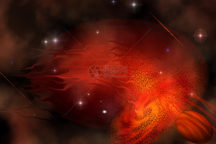 浩瀚宇宙中的一个巨大的红色星云图片