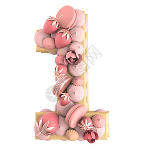 3d提供插图形状装饰的蛋糕1号在图片