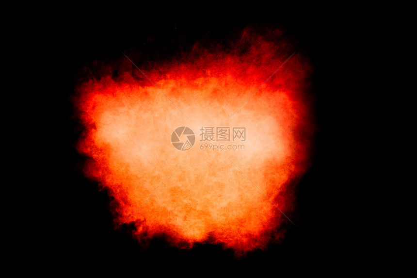 与黑色的火焰爆炸相似的多色灰尘粒子爆炸用复制空间图片