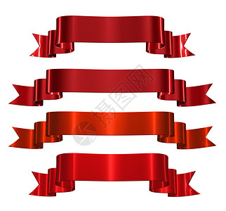 白色上隔离的红色丝绸卫星带设计元背景图片